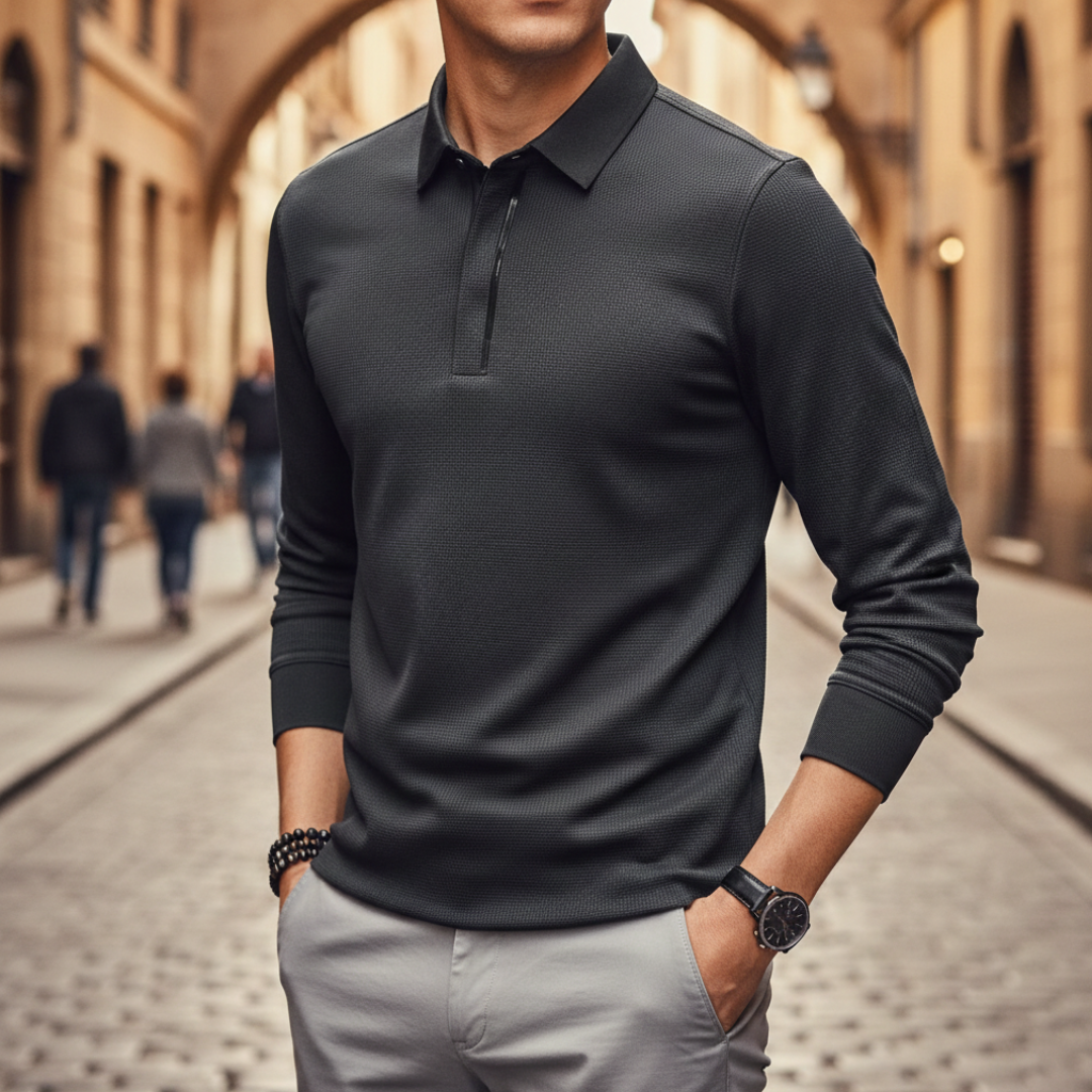Polo de manga larga de alto rendimiento para hombre