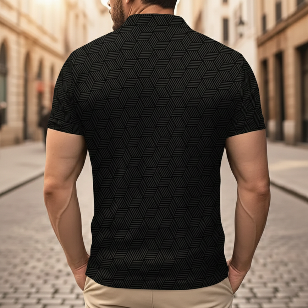 Poloshirt aus Strick mit geometrischem Muster für Herren