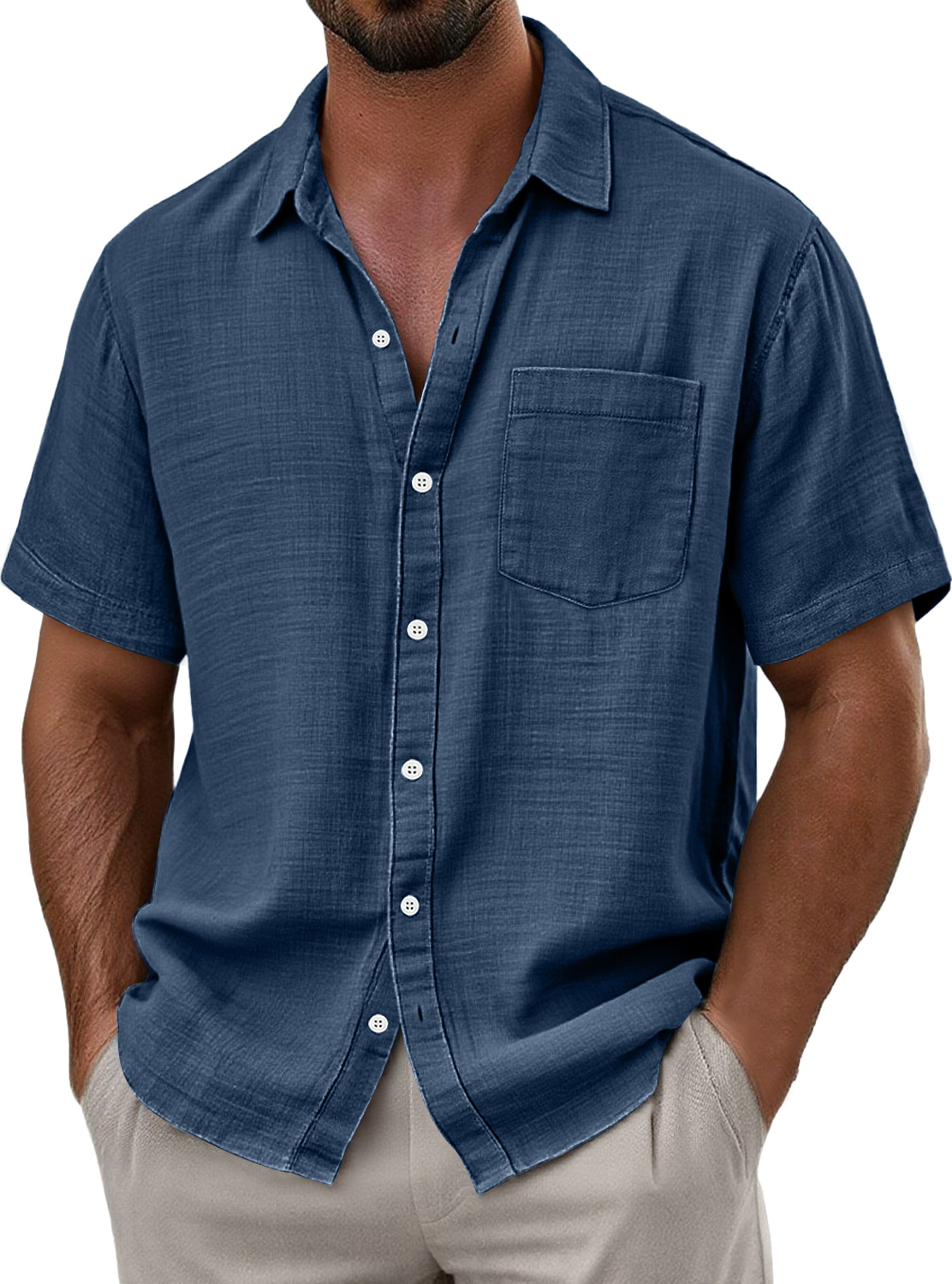 Men's Breathable Linen Casual Short Sleeve Shirt