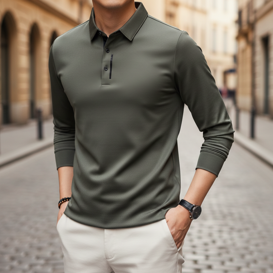 Polo de manga larga de alto rendimiento para hombre