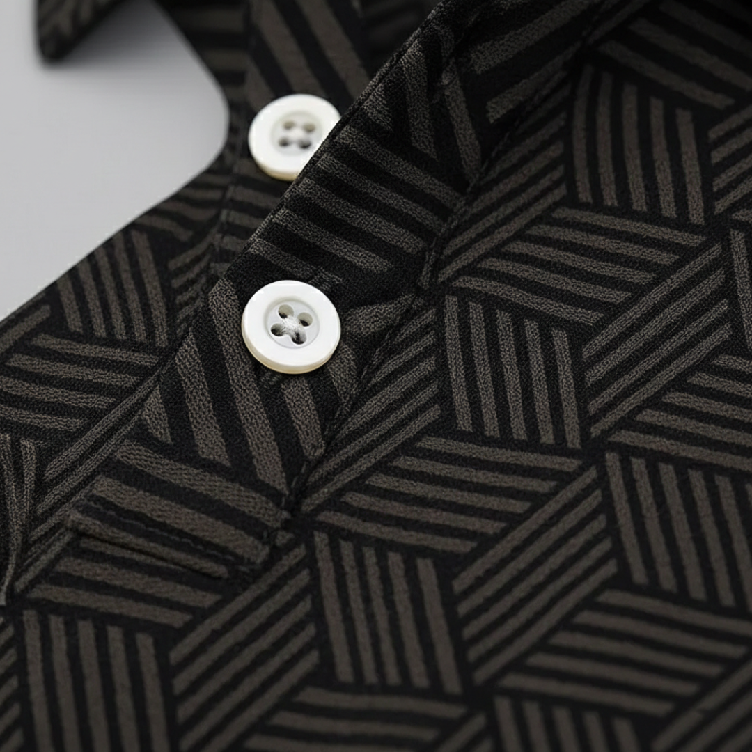 Poloshirt aus Strick mit geometrischem Muster für Herren