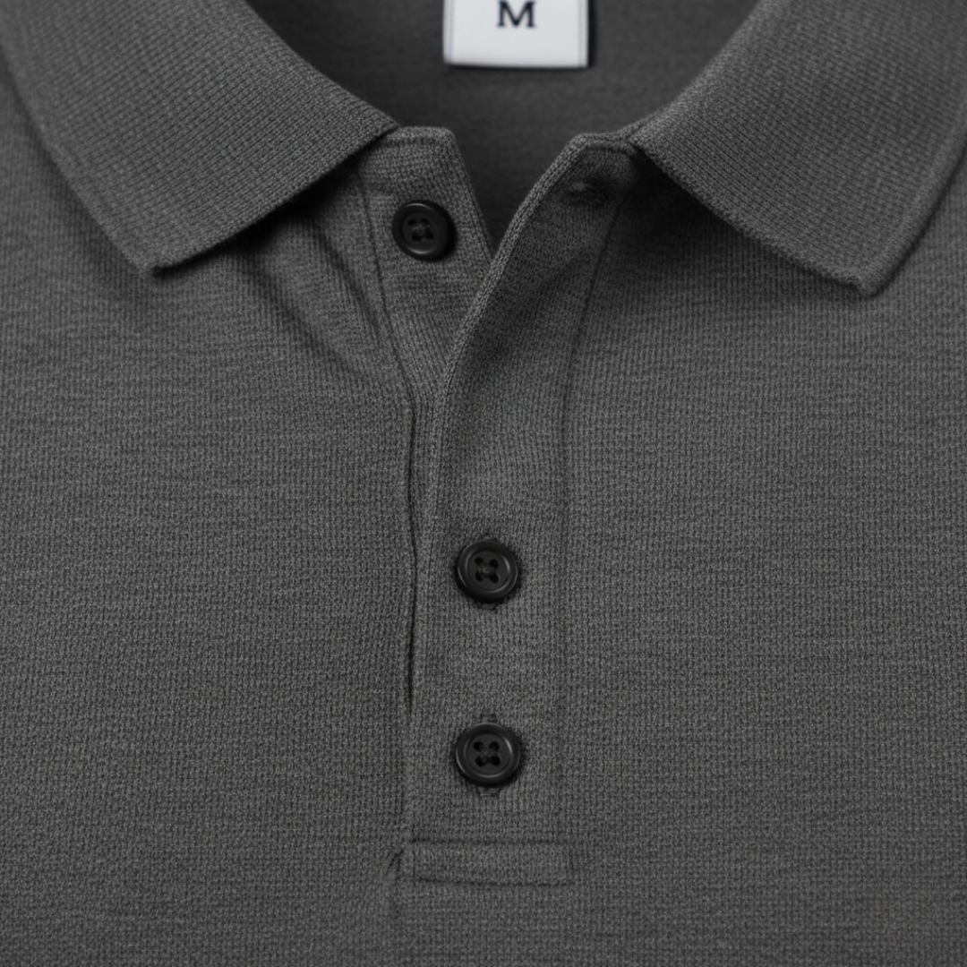Camisa polo de manga larga acanalada para hombre