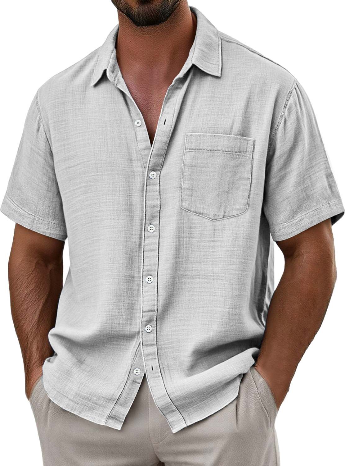Men's Breathable Linen Casual Short Sleeve Shirt