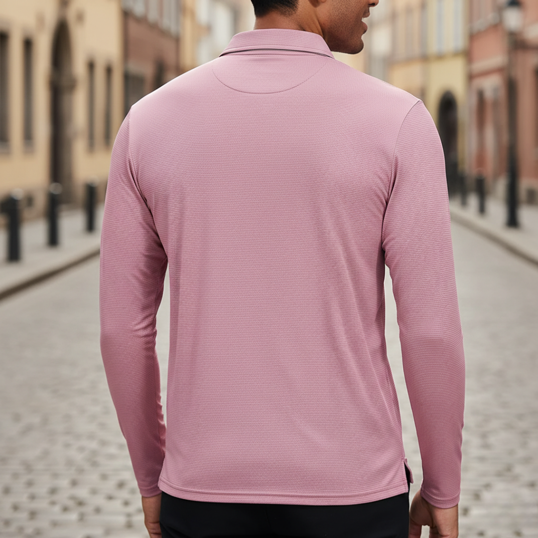 Polo de manga larga texturizado para hombre
