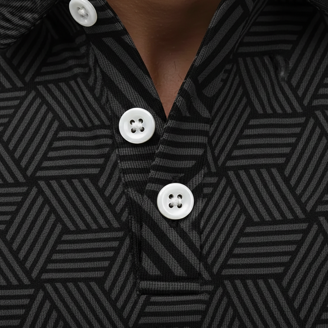 Poloshirt aus Strick mit geometrischem Muster für Herren