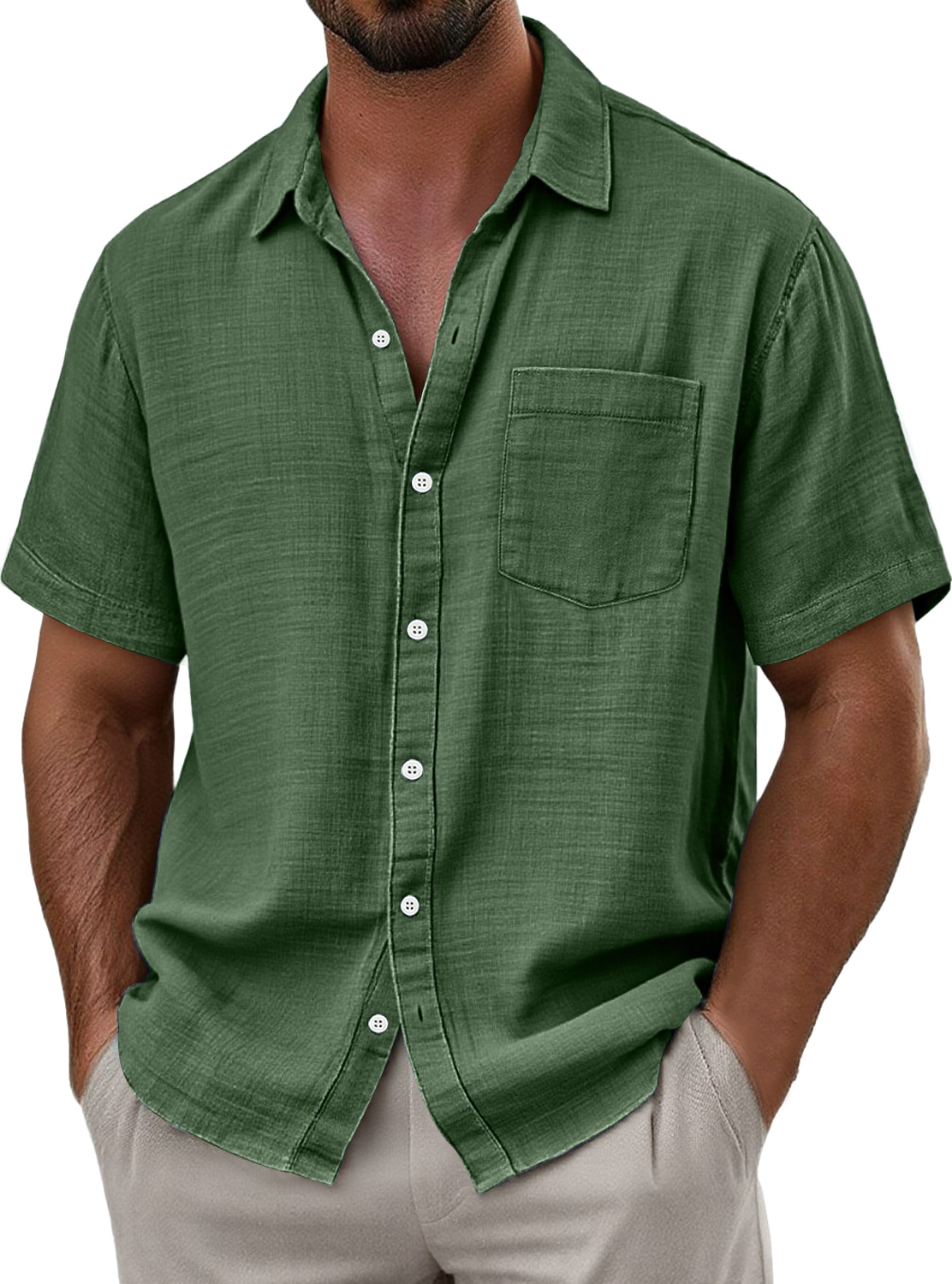 Men's Breathable Linen Casual Short Sleeve Shirt