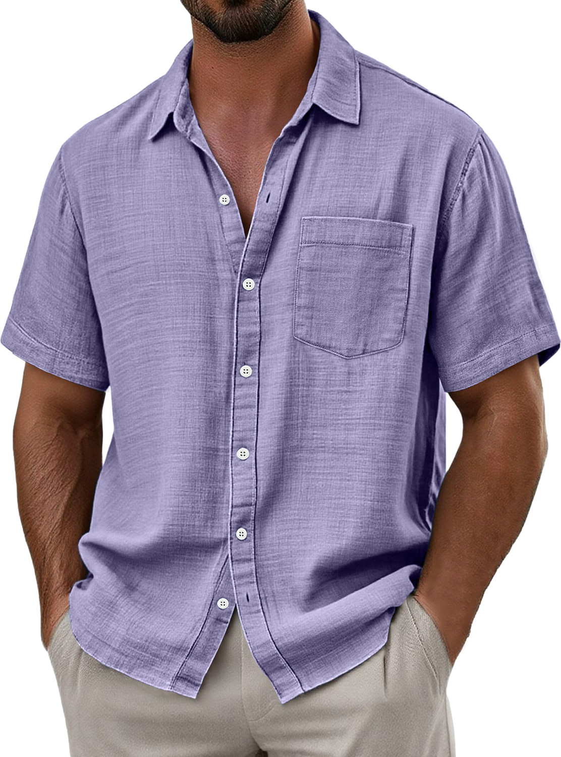 Men's Breathable Linen Casual Short Sleeve Shirt