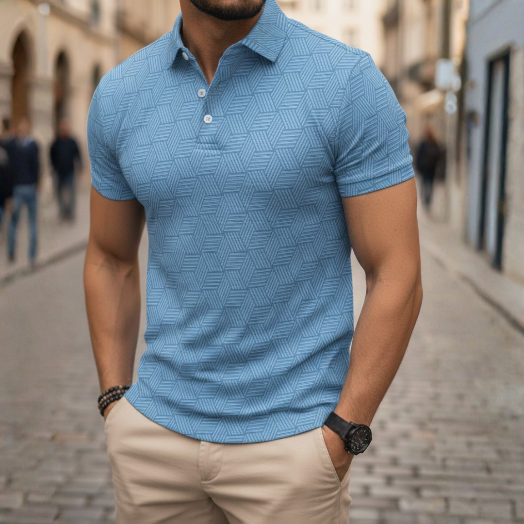 Poloshirt aus Strick mit geometrischem Muster für Herren