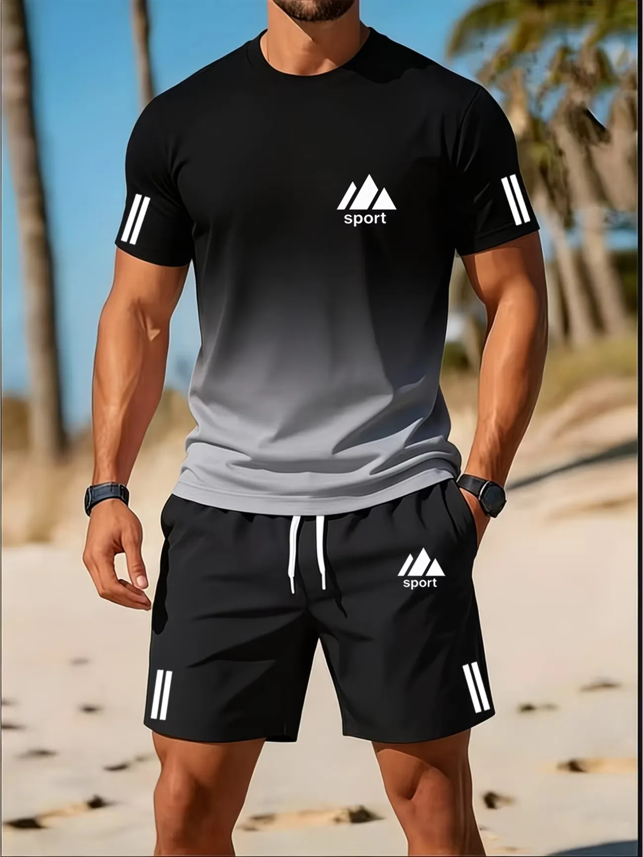 Cole Hampton Men's Polo Shirt & Shorts Set, Summer Casual
