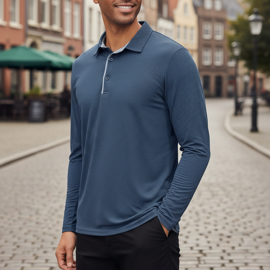 Polo de manga larga texturizado para hombre