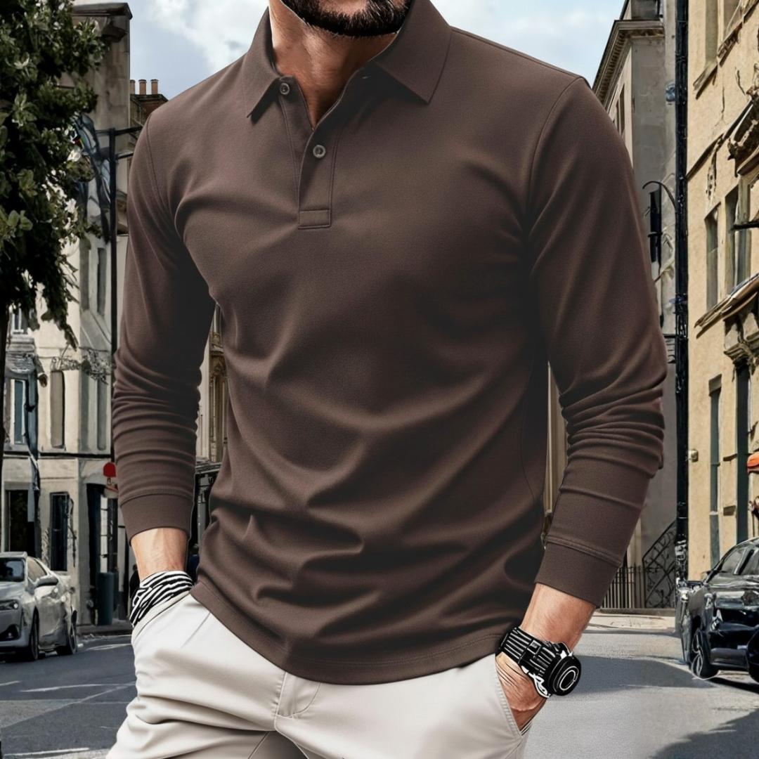 Herren-Poloshirt mit langen Ärmeln