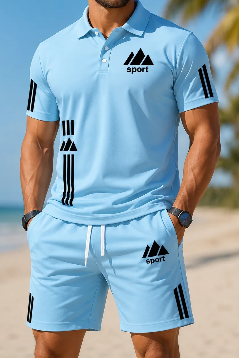 Cole Hampton Men's Polo Shirt & Shorts Set, Summer Casual