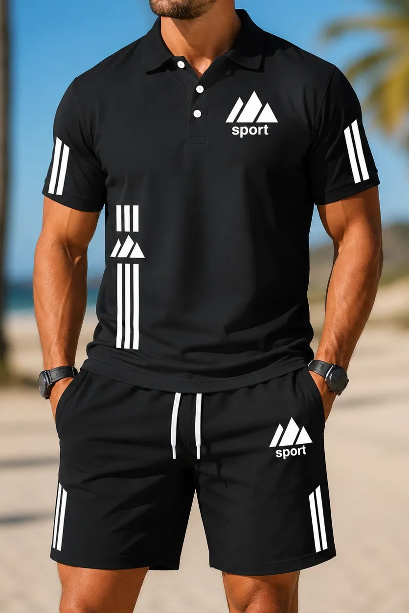 Cole Hampton Men's Polo Shirt & Shorts Set, Summer Casual
