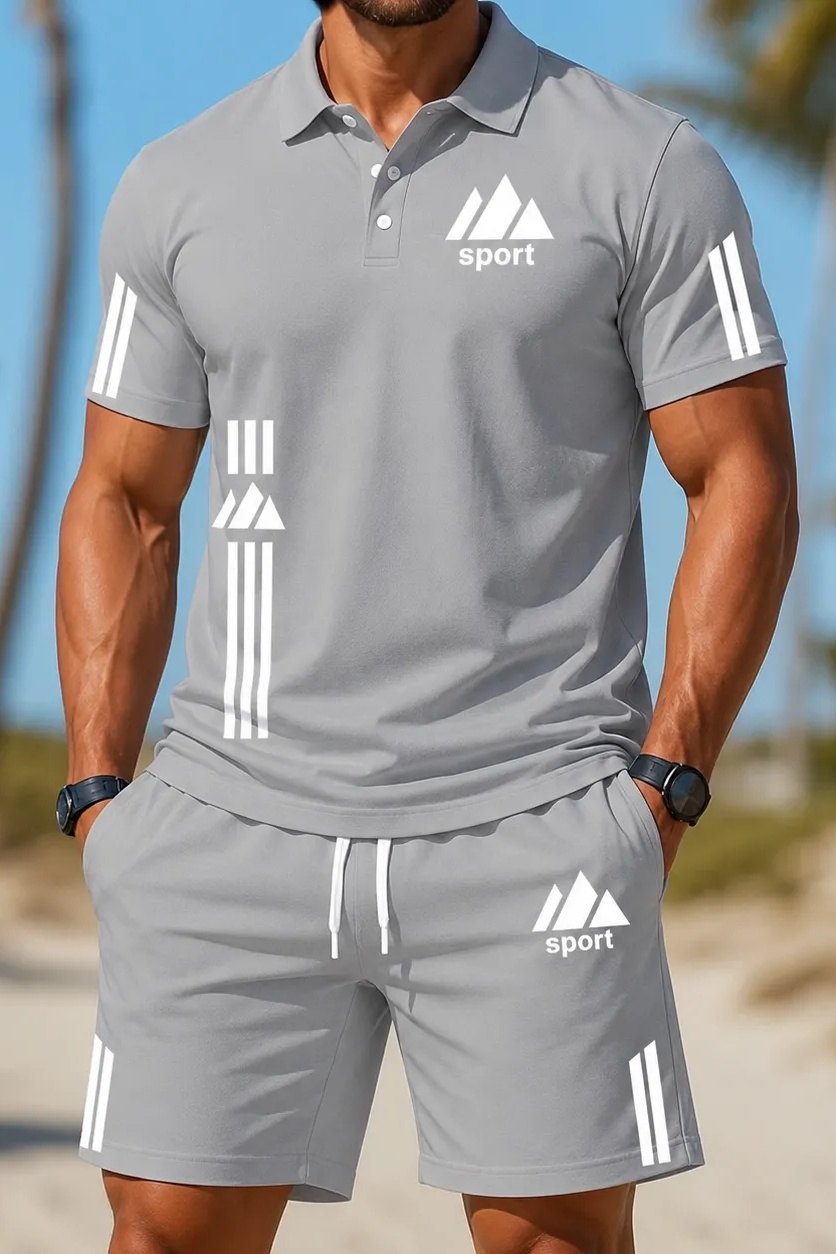 Cole Hampton Men's Polo Shirt & Shorts Set, Summer Casual