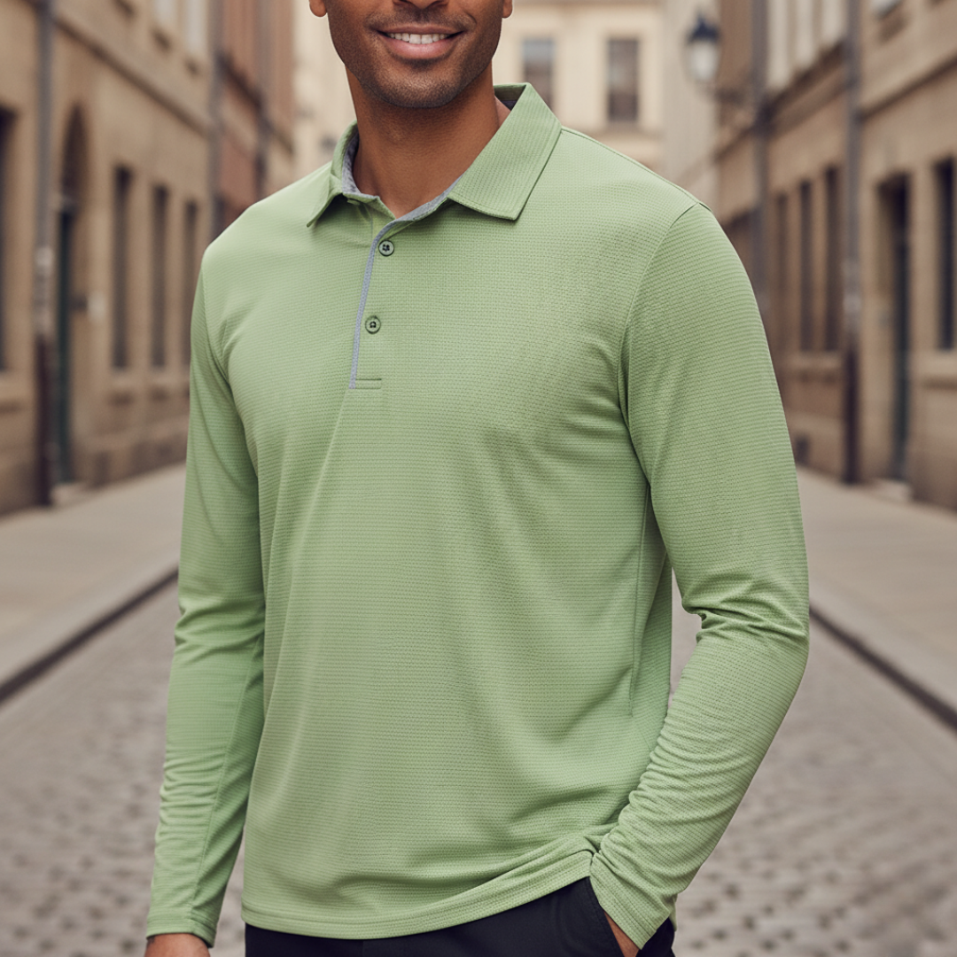 Polo de manga larga texturizado para hombre
