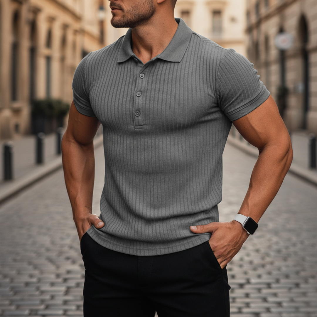 Polo de manga corta acanalado para hombre