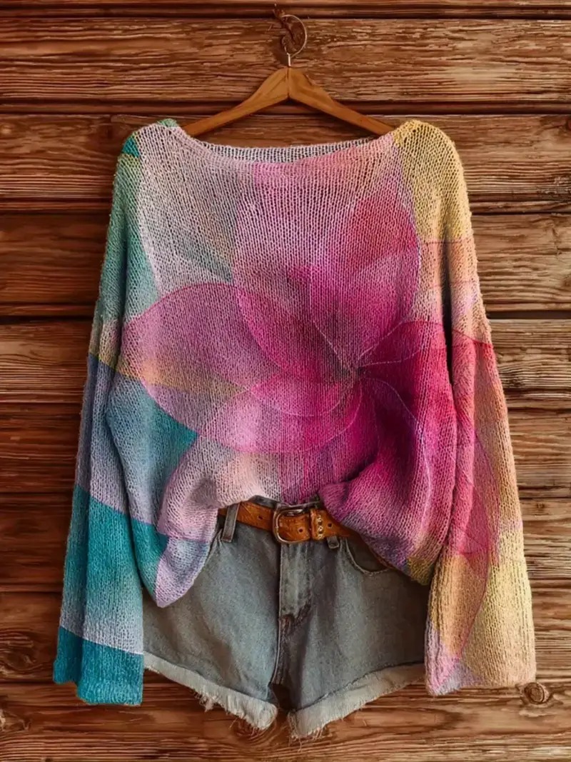 New autumn and winter vintage elegant knitted women's sweater loose and lazy version