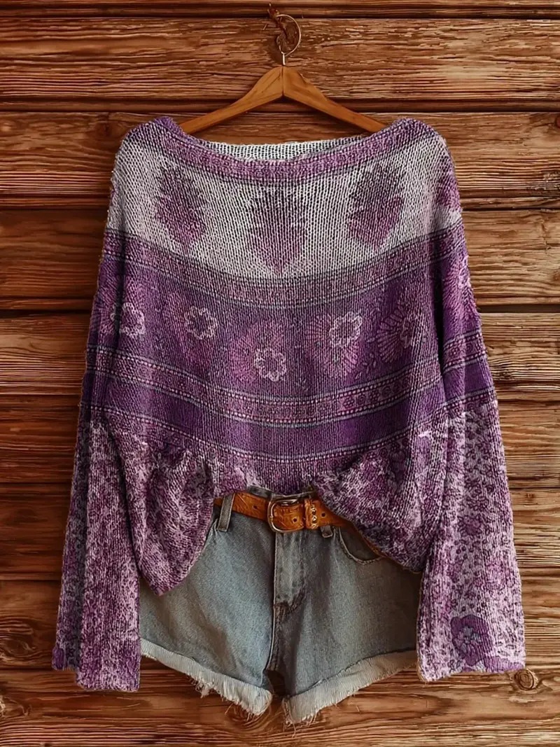 【Next day shipment】Bohemian Art-Inspired Sweater – Unique Printed Knit for Free Spirits