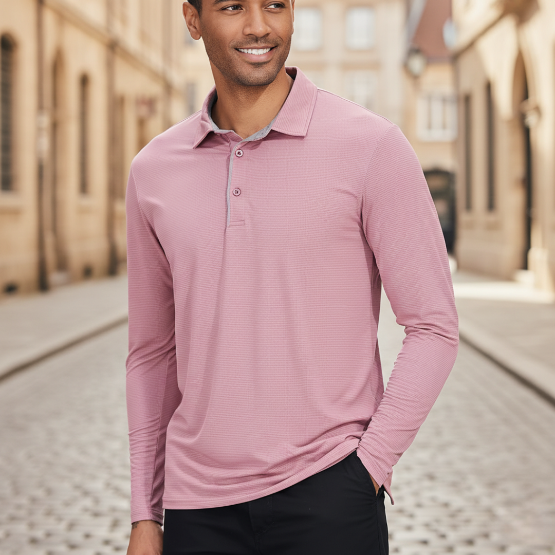 Polo de manga larga texturizado para hombre