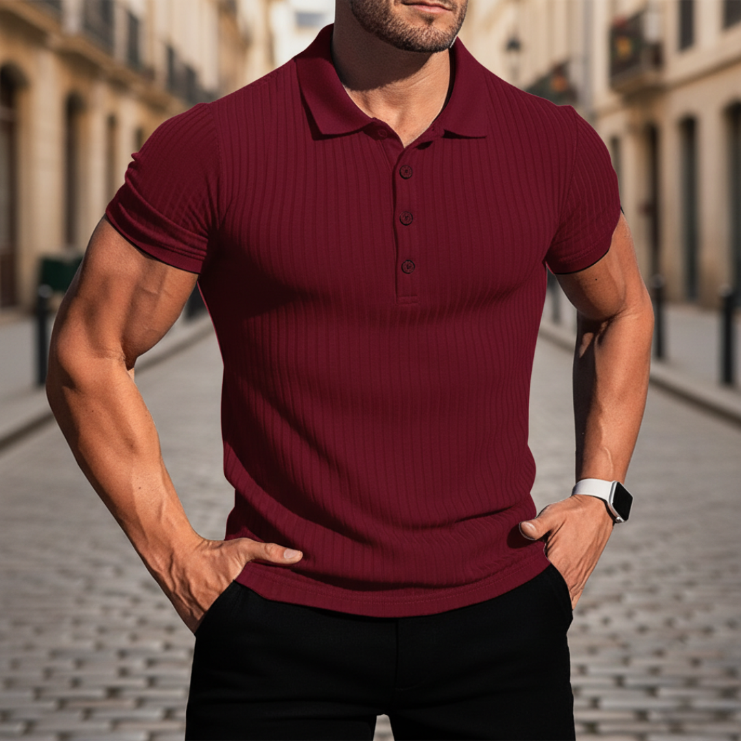 Polo de manga corta acanalado para hombre