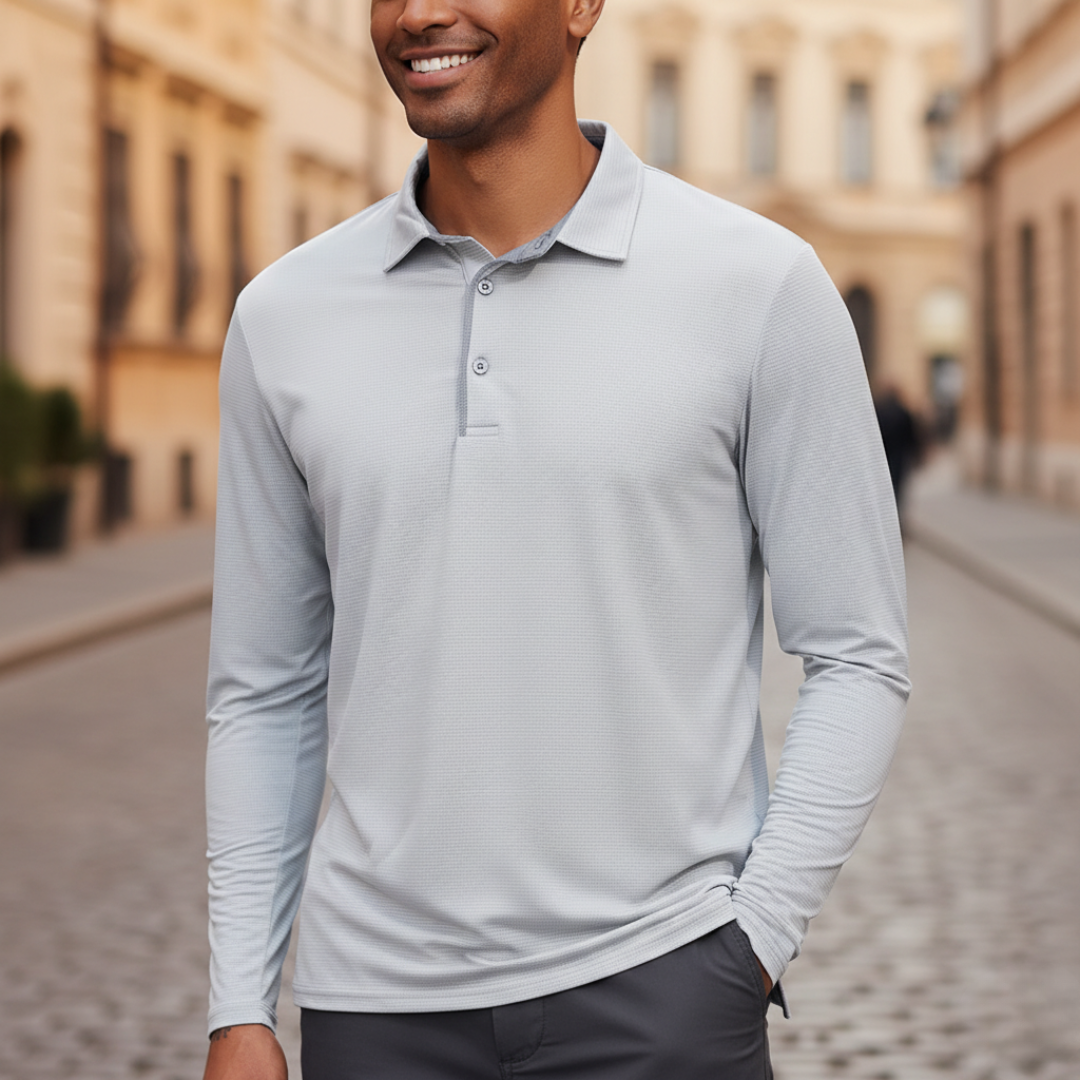 Polo de manga larga texturizado para hombre