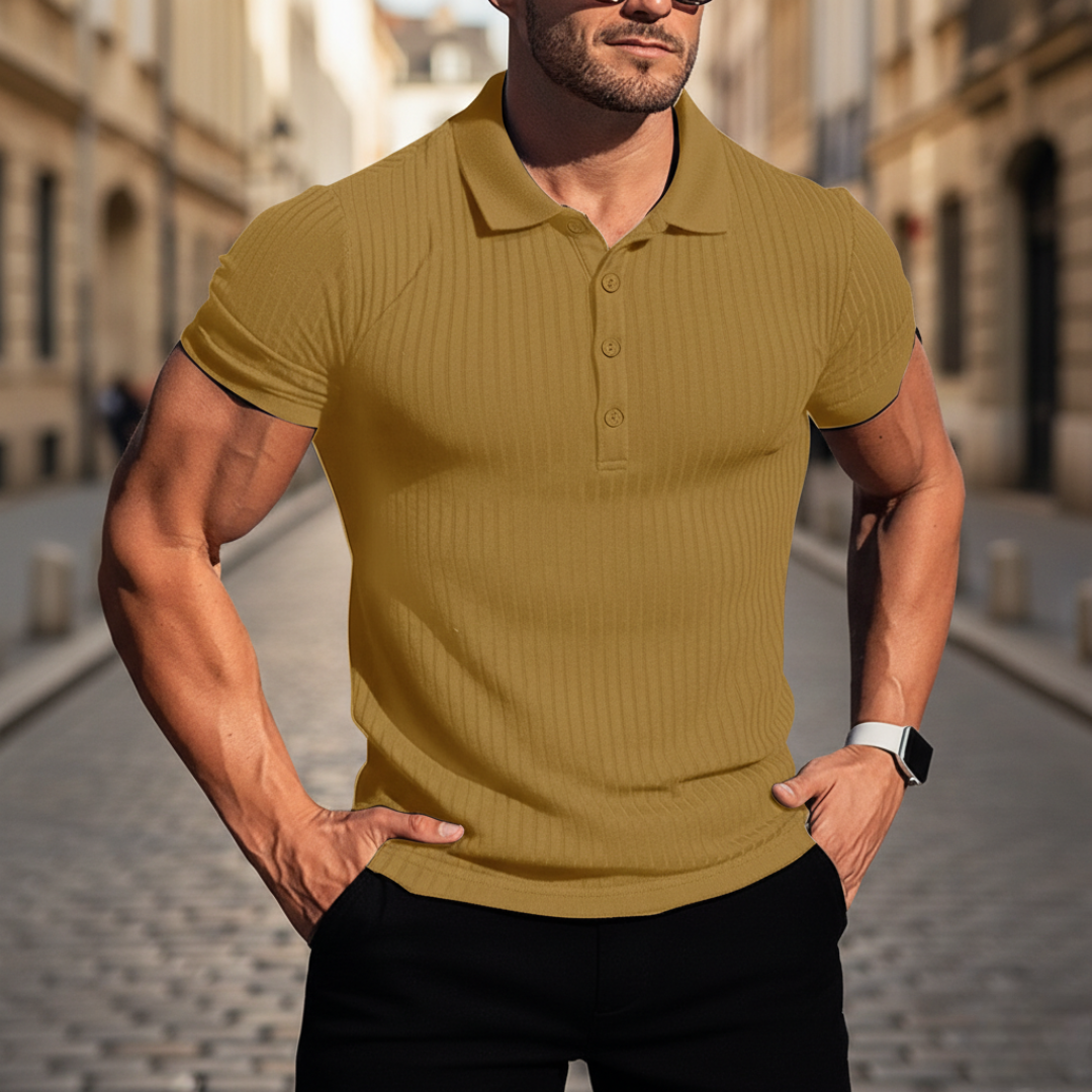 Polo de manga corta acanalado para hombre