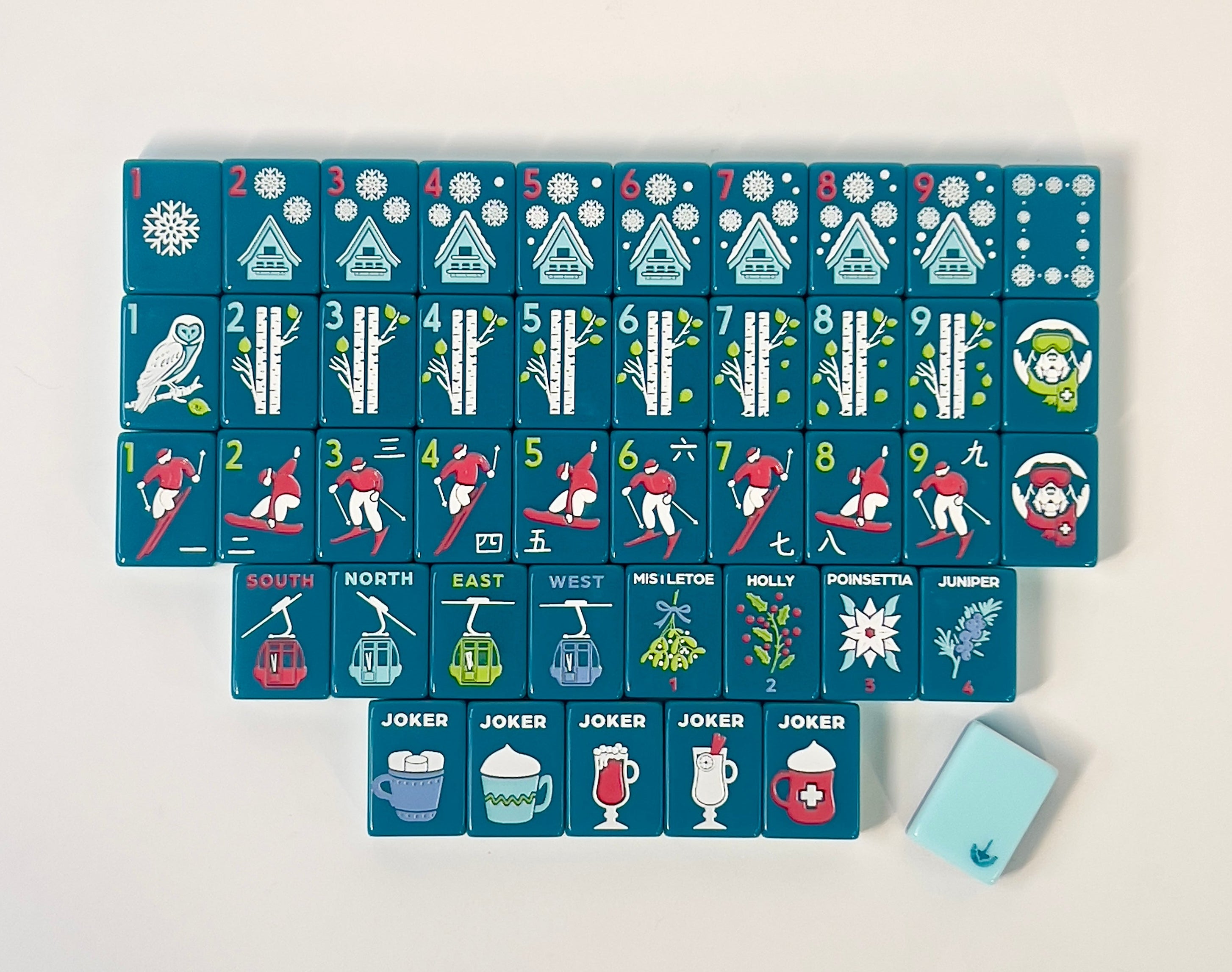 Alpine Ski Retreat Mahjong Tiles