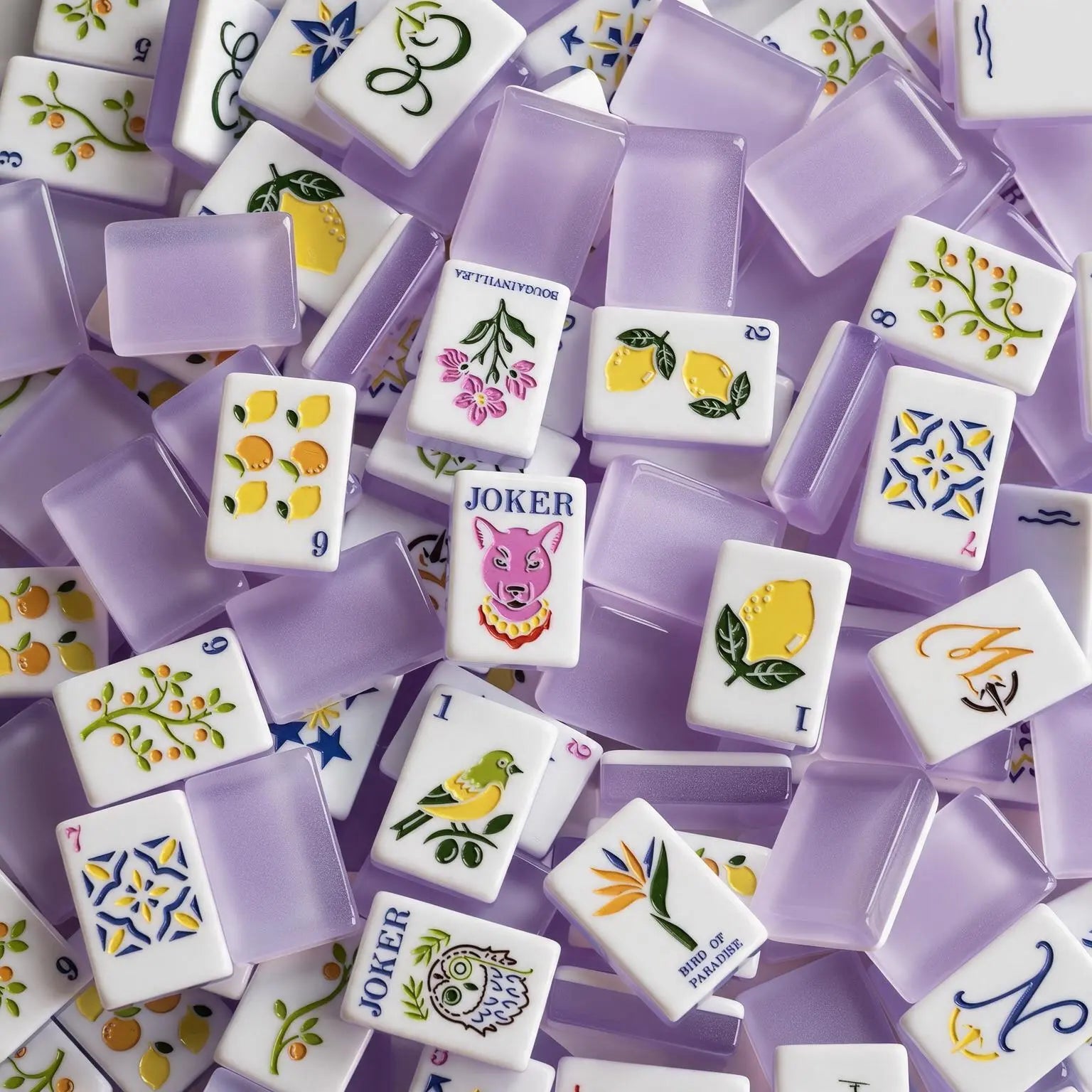 Lavender Citrus Garden American Mahjong Tiles