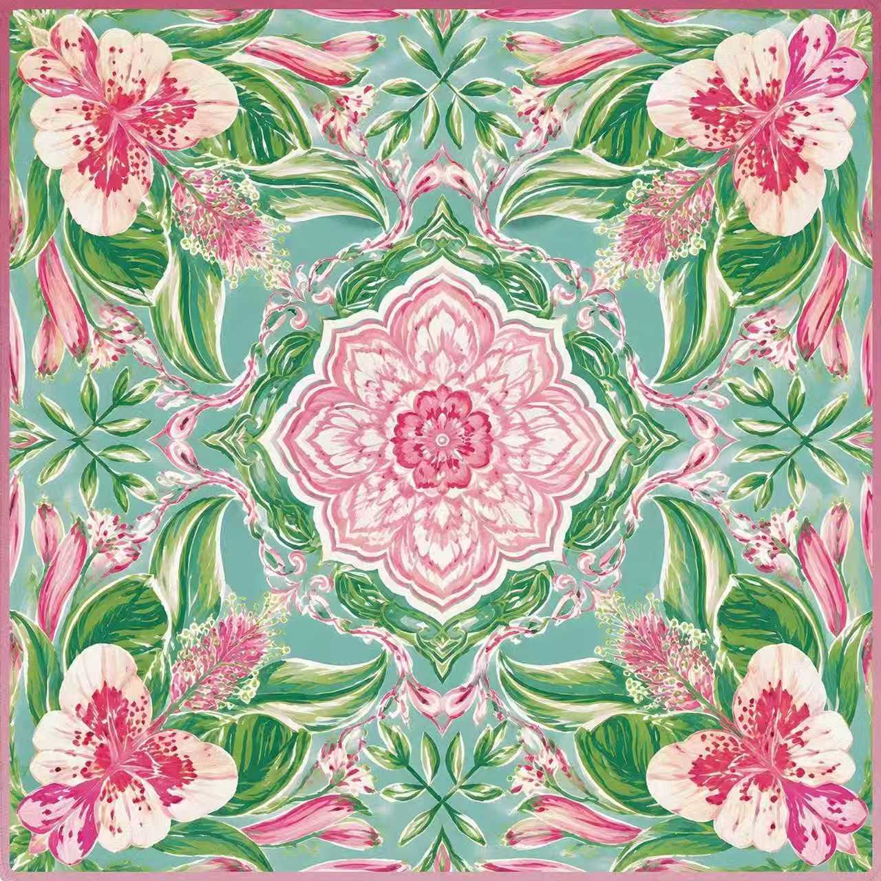 Tropical Blossom Medallion Mahjong Mat