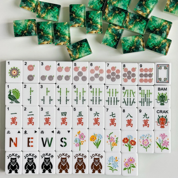 Emerald Vein Mahjong Tiles