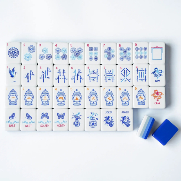 Blue & White Porcelain Mahjong Tiles