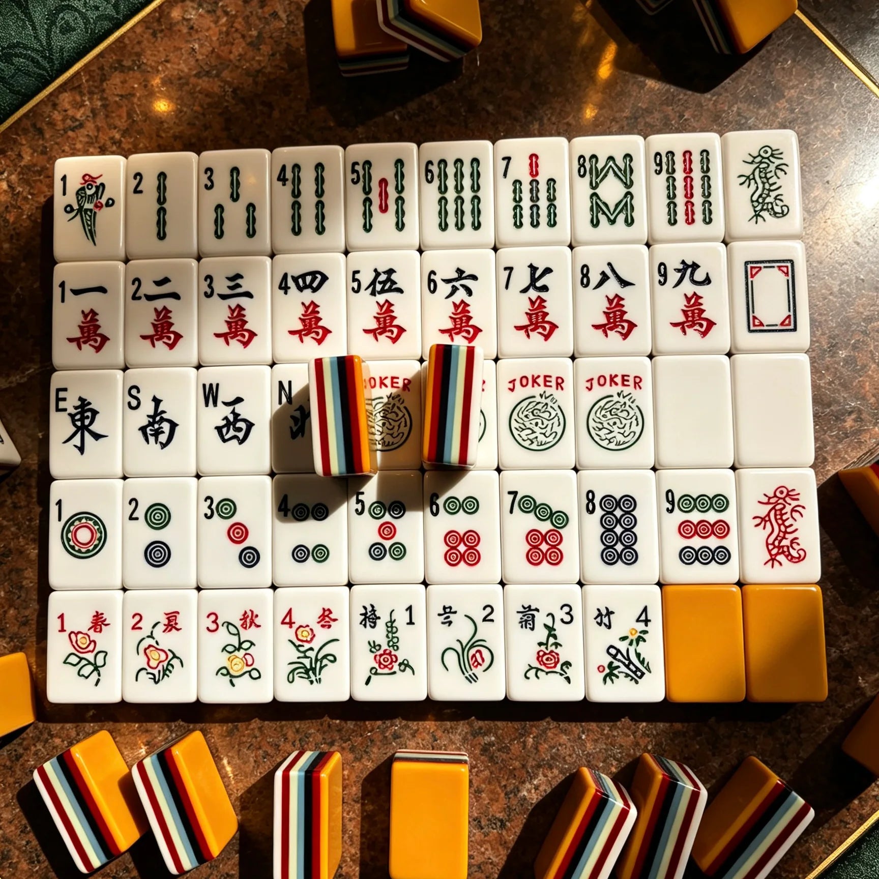 Golden Sunset Striped American Mahjong Tiles