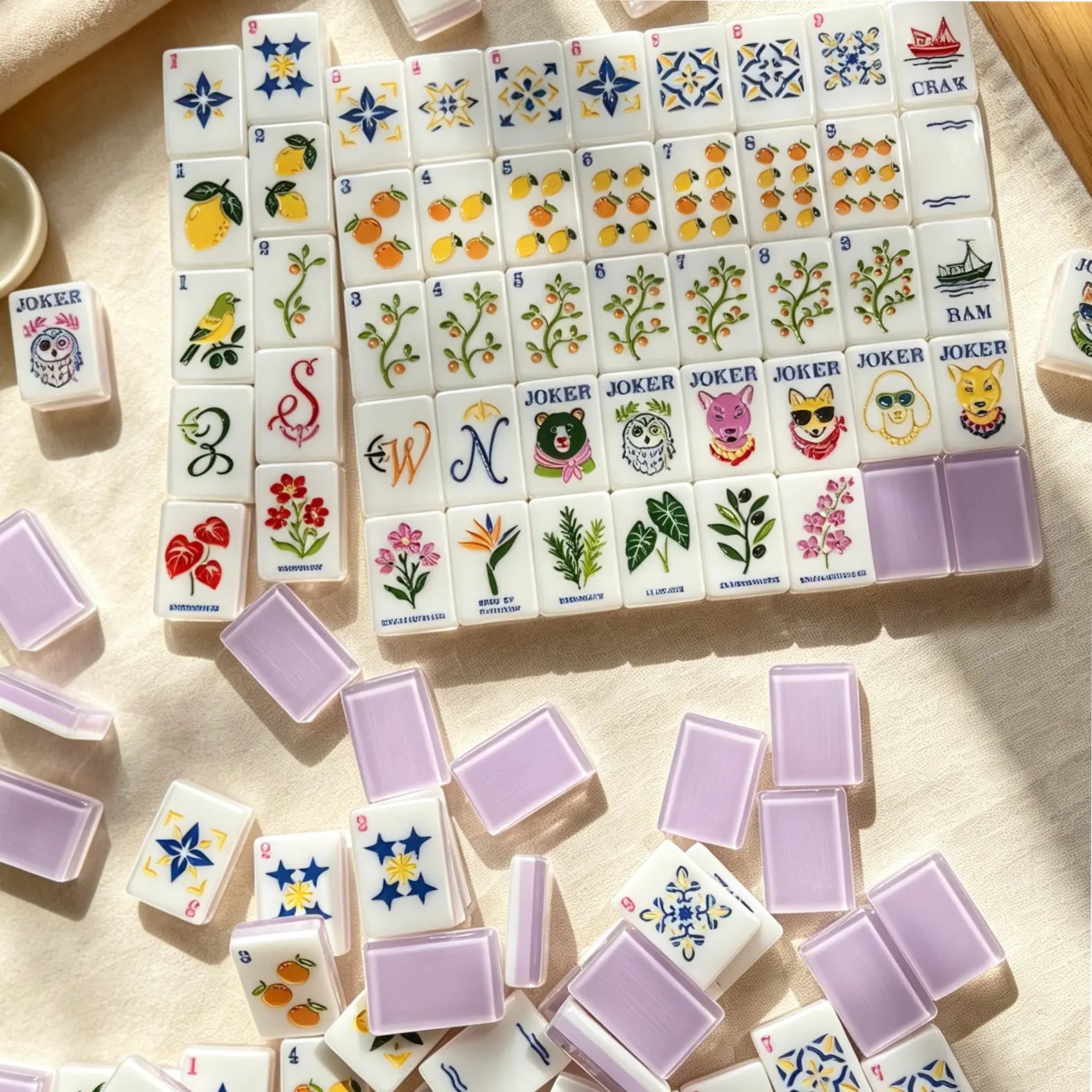Lavender Citrus Garden American Mahjong Tiles