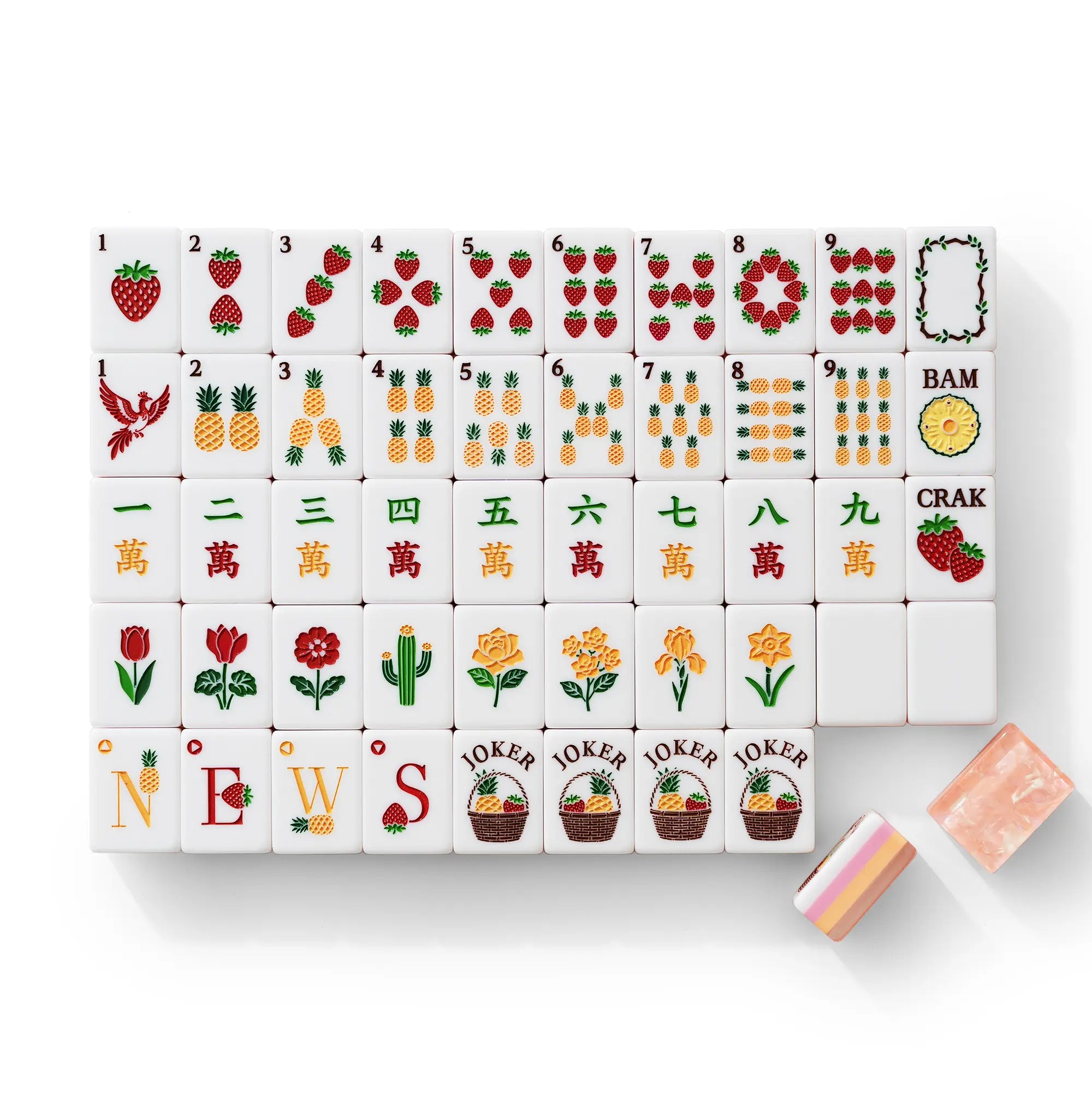 Strawberry & Pineapple Pearl Mahjong Tiles