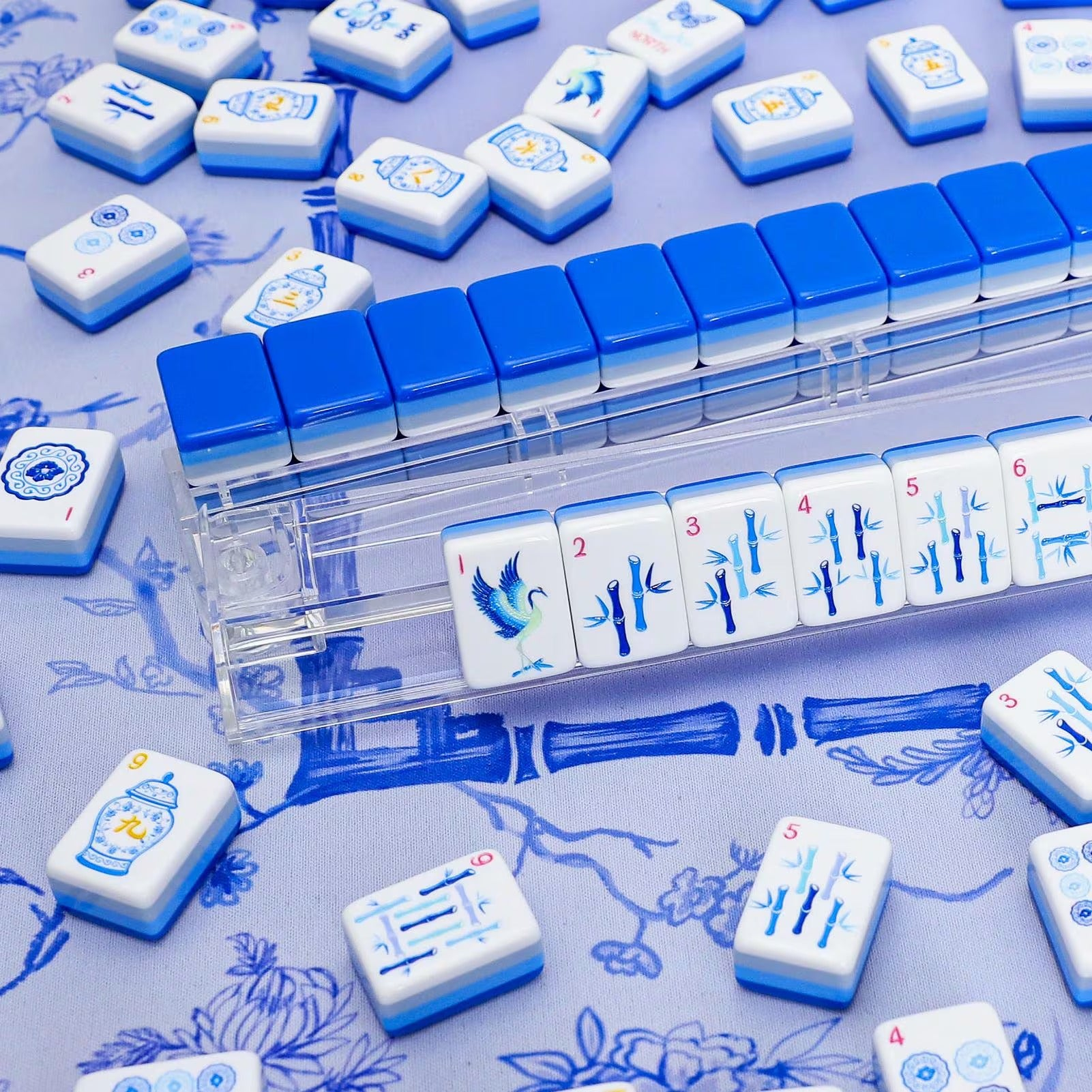 Blue & White Porcelain Mahjong Tiles