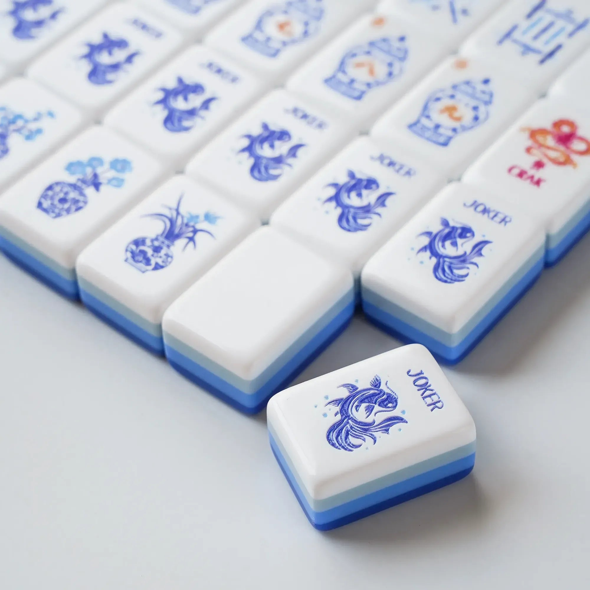 Blue & White Porcelain Mahjong Tiles