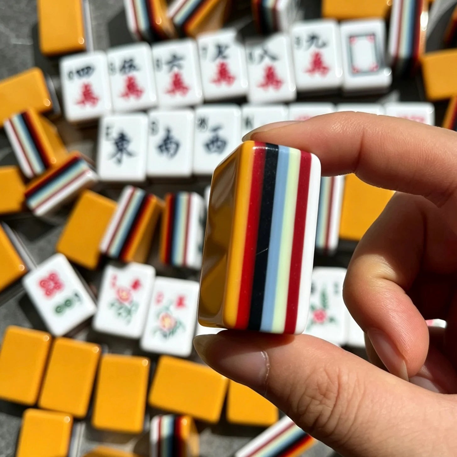 Golden Sunset Striped American Mahjong Tiles