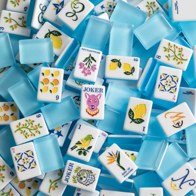 Aqua Blue Citrus Garden American Mahjong Tiles