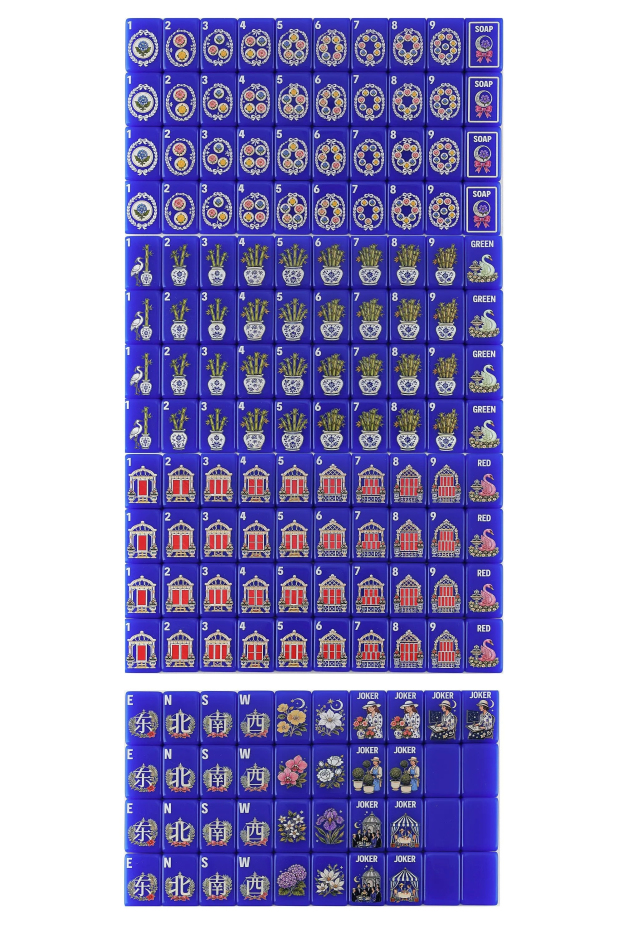 Cobalt Garden Mahjong Tiles