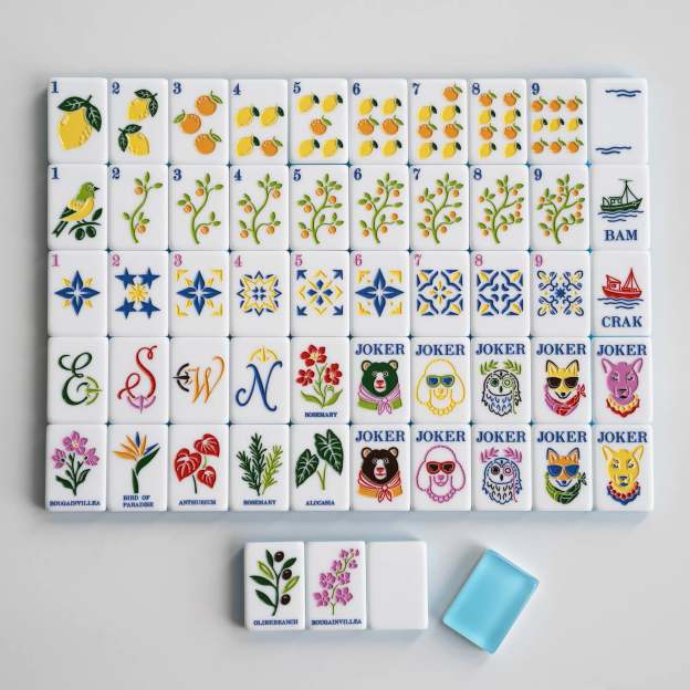 Aqua Blue Citrus Garden American Mahjong Tiles