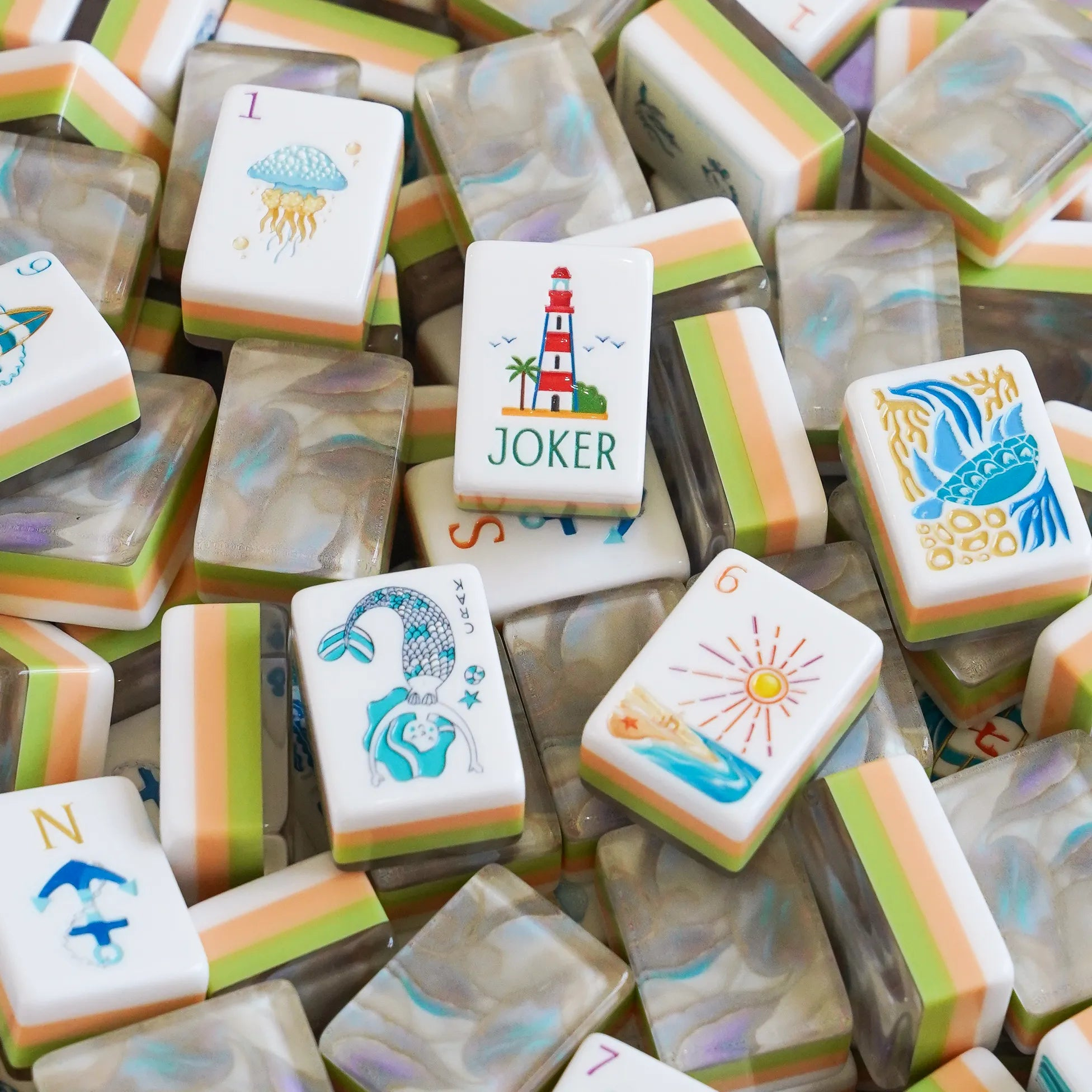 Coastal Sand Pearl Mahjong Tiles