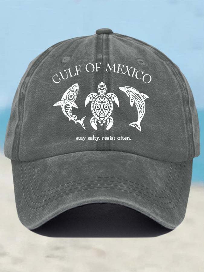 Retro Gulf Of Mexico Stay Salty Resist Often Printed Baseball Cap