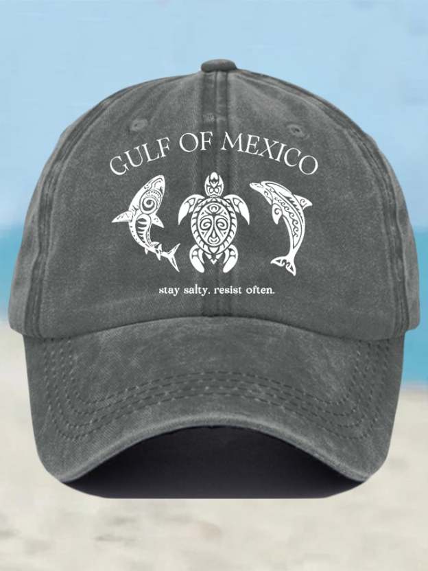 Retro Gulf Of Mexico Stay Salty Resist Often Printed Baseball Cap