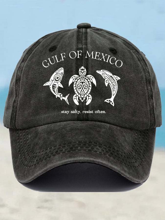 Retro Gulf Of Mexico Stay Salty Resist Often Printed Baseball Cap