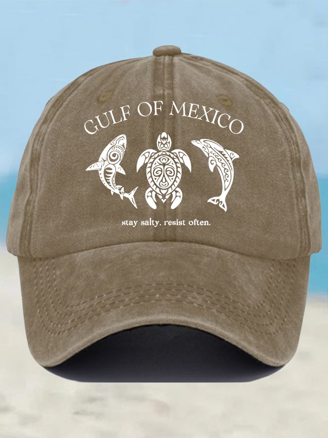 Retro Gulf Of Mexico Stay Salty Resist Often Printed Baseball Cap