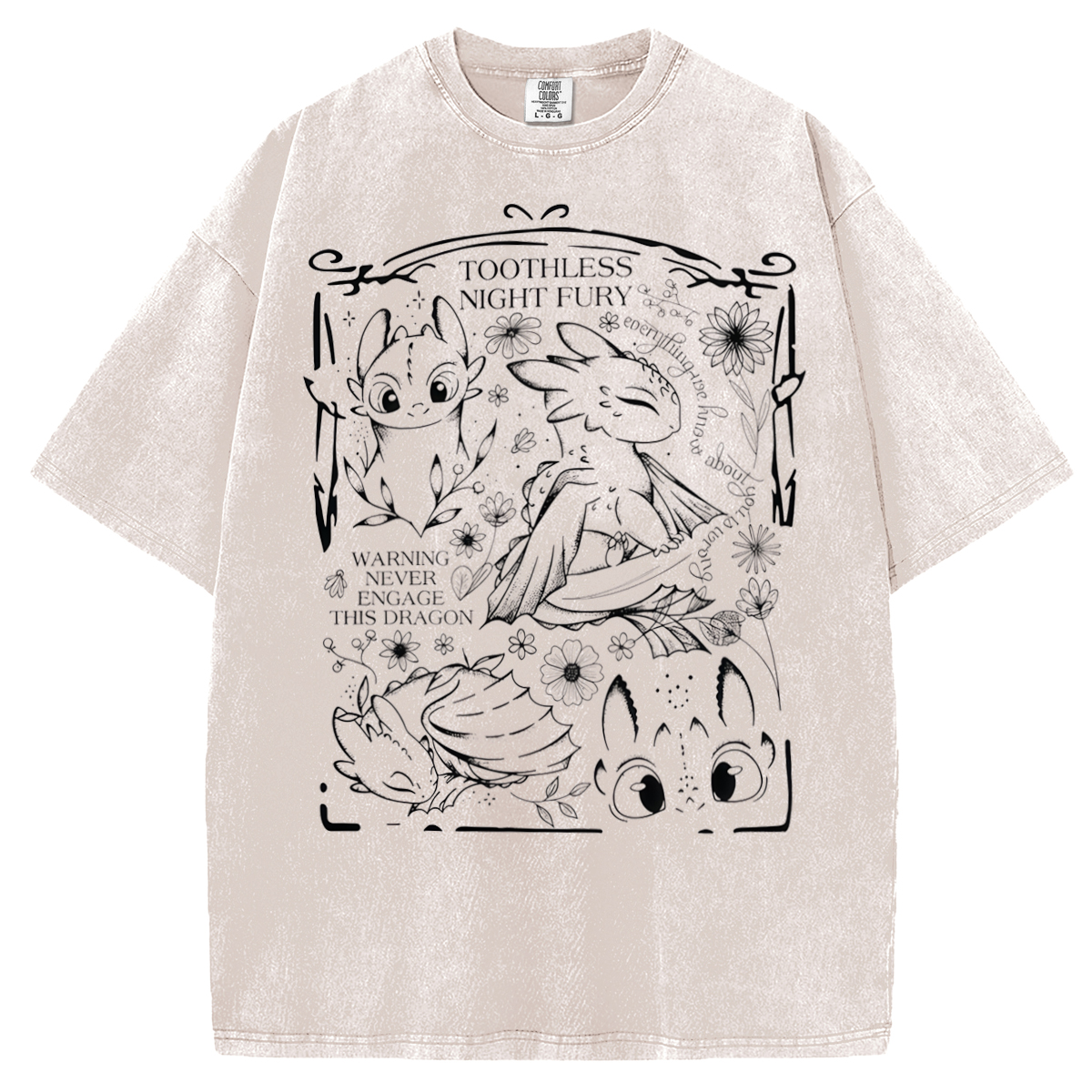 Retro Floral Toothless Dragon T-shirt/Sweatshirt