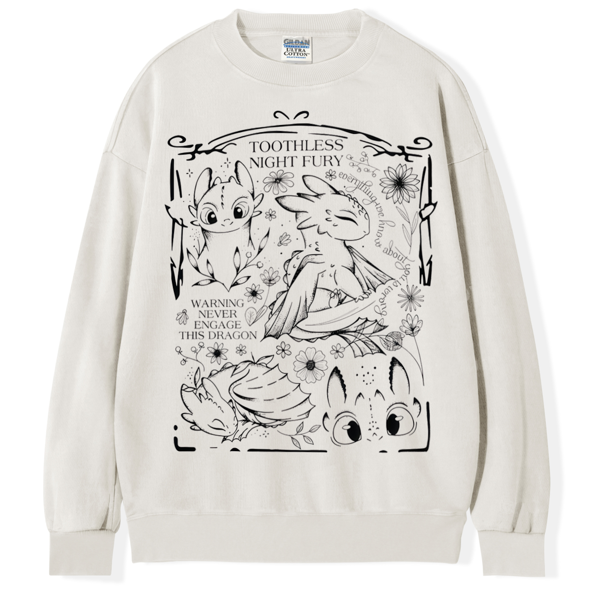 Retro Floral Toothless Dragon T-shirt/Sweatshirt