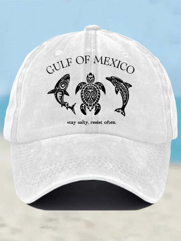 Retro Gulf Of Mexico Stay Salty Resist Often Printed Baseball Cap
