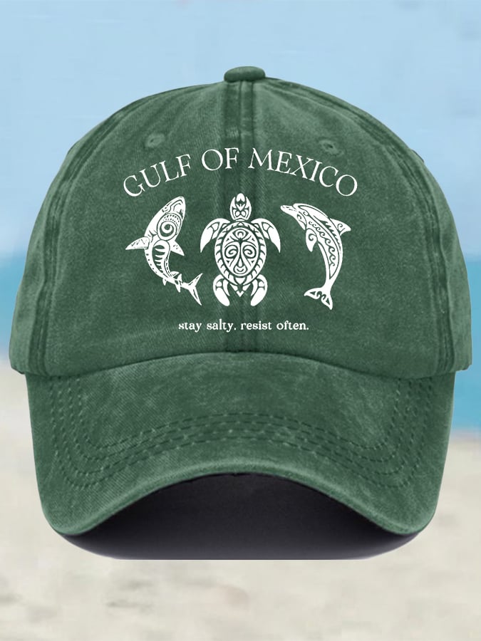Retro Gulf Of Mexico Stay Salty Resist Often Printed Baseball Cap