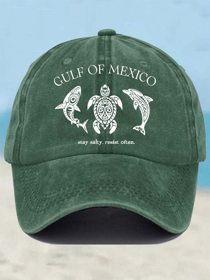 Retro Gulf Of Mexico Stay Salty Resist Often Printed Baseball Cap